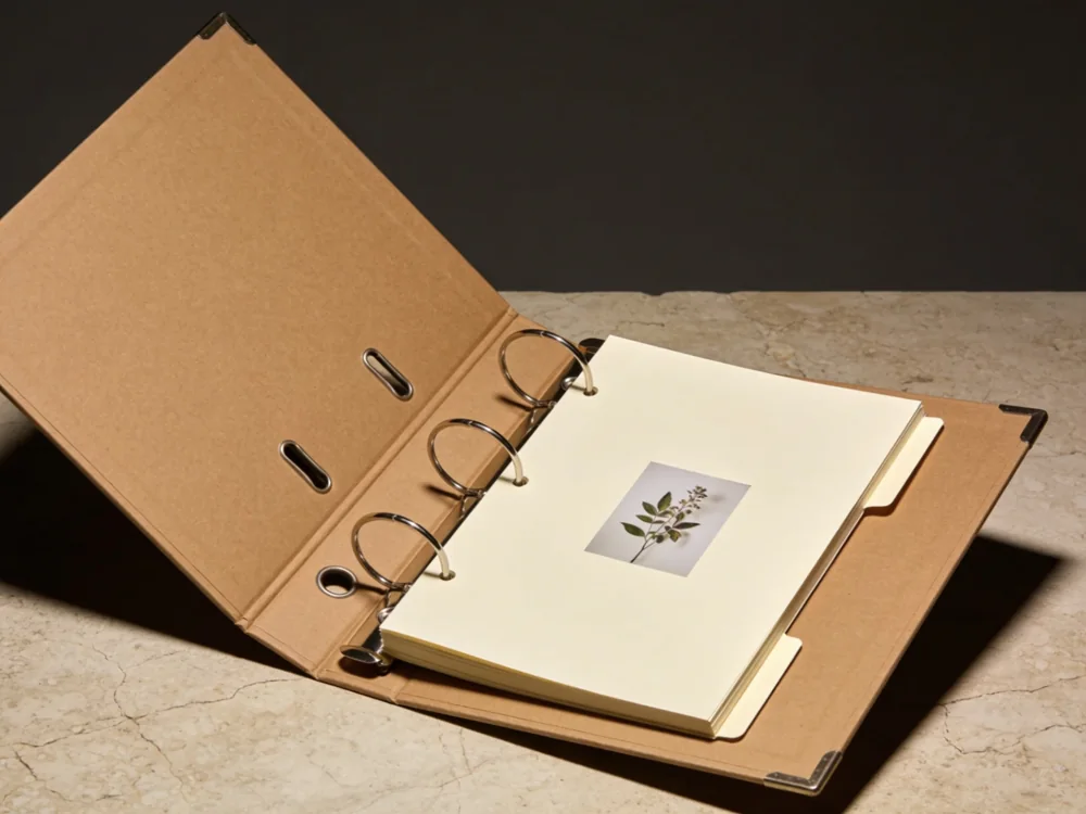Ring-bound memory album in Warm tan