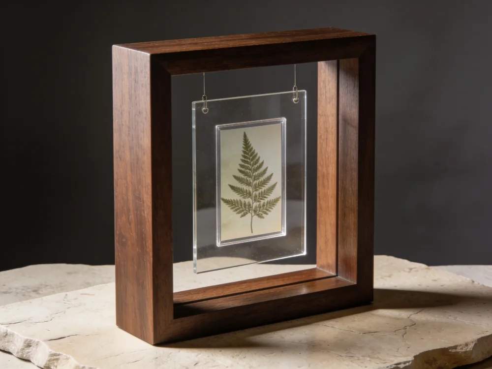 Walnut float frame in Dark walnut